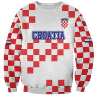 Custom Croatia National Heritage Sweatshirt Red and White Checkerboard Design - Wonder Print Shop