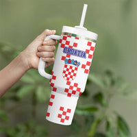 Custom Croatia National Heritage Tumbler With Handle Red and White Checkerboard Design - Wonder Print Shop