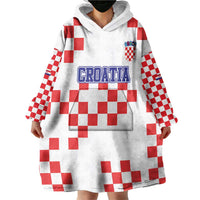 Custom Croatia National Heritage Wearable Blanket Hoodie Red and White Checkerboard Design - Wonder Print Shop