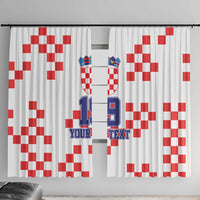 Custom Croatia National Heritage Window Curtain Red and White Checkerboard Design - Wonder Print Shop