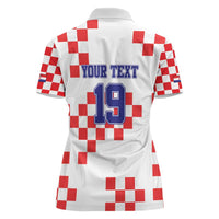 Custom Croatia National Heritage Women Polo Shirt Red and White Checkerboard Design - Wonder Print Shop
