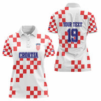Custom Croatia National Heritage Women Polo Shirt Red and White Checkerboard Design - Wonder Print Shop