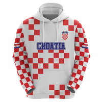 Custom Croatia National Heritage Zip Hoodie Red and White Checkerboard Design - Wonder Print Shop