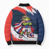 Benito Bowl Puerto Rican Football Bomber Puffer Jacket Coquí Frog Puerto Rican