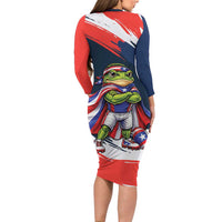 Benito Bowl Puerto Rican Football Long Sleeve Bodycon Dress Coquí Frog Puerto Rican