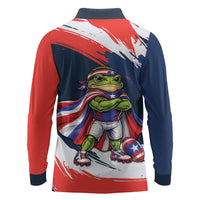 Benito Bowl Puerto Rican Football Long Sleeve Polo Shirt Coquí Frog Puerto Rican