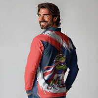 Benito Bowl Puerto Rican Football Long Sleeve Polo Shirt Coquí Frog Puerto Rican