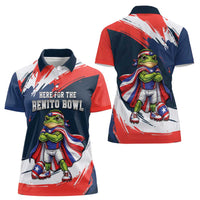 Benito Bowl Puerto Rican Football Women Polo Shirt Coquí Frog Puerto Rican