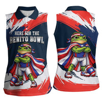 Benito Bowl Puerto Rican Football Women Sleeveless Polo Shirt Coquí Frog Puerto Rican