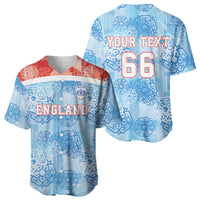 Custom World Football 2026 England Baseball Jersey Three Lions and Tudor Rose Pattern
