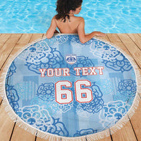 Custom World Football 2026 England Beach Blanket Three Lions and Tudor Rose Pattern