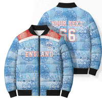 Custom World Football 2026 England Bomber Puffer Jacket Three Lions and Tudor Rose Pattern