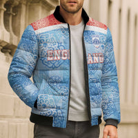 Custom World Football 2026 England Bomber Puffer Jacket Three Lions and Tudor Rose Pattern