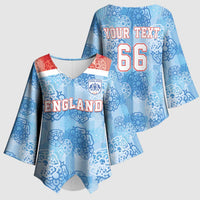 Custom World Football 2026 England Kimono Sleeve Blouse Three Lions and Tudor Rose Pattern