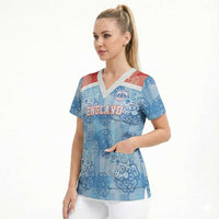 Custom World Football 2026 England Scrub Top Three Lions and Tudor Rose Pattern