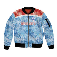 Custom World Football 2026 England Sleeve Zip Bomber Jacket Three Lions and Tudor Rose Pattern