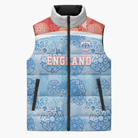Custom World Football 2026 England Sleeveless Puffer Jacket Three Lions and Tudor Rose Pattern