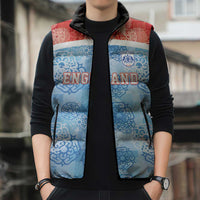 Custom World Football 2026 England Sleeveless Puffer Jacket Three Lions and Tudor Rose Pattern