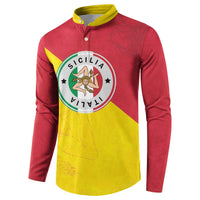 Italy Sicilia Button Sweatshirt Triskeles With Lemons - Wonder Print Shop