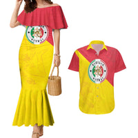 Italy Sicilia Couples Matching Mermaid Dress and Hawaiian Shirt Triskeles With Lemons - Wonder Print Shop