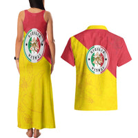 Italy Sicilia Couples Matching Tank Maxi Dress and Hawaiian Shirt Triskeles With Lemons - Wonder Print Shop