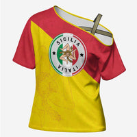 Italy Sicilia Cross Shoulder Shirt Triskeles With Lemons - Wonder Print Shop