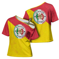 Italy Sicilia Cross Shoulder Shirt Triskeles With Lemons - Wonder Print Shop