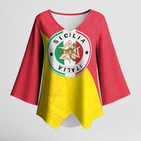 Italy Sicilia Kimono Sleeve Blouse Triskeles With Lemons - Wonder Print Shop