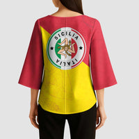 Italy Sicilia Kimono Sleeve Blouse Triskeles With Lemons - Wonder Print Shop