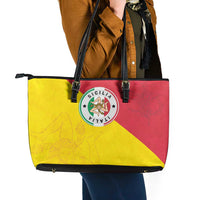 Italy Sicilia Leather Tote Bag Triskeles With Lemons - Wonder Print Shop