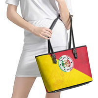 Italy Sicilia Leather Tote Bag Triskeles With Lemons - Wonder Print Shop