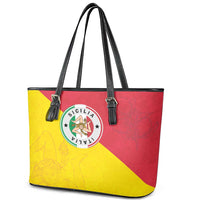Italy Sicilia Leather Tote Bag Triskeles With Lemons - Wonder Print Shop