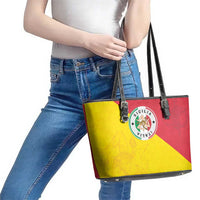 Italy Sicilia Leather Tote Bag Triskeles With Lemons - Wonder Print Shop