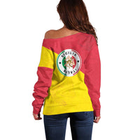 Italy Sicilia Off Shoulder Sweater Triskeles With Lemons - Wonder Print Shop