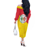 Italy Sicilia Off The Shoulder Long Sleeve Dress Triskeles With Lemons - Wonder Print Shop