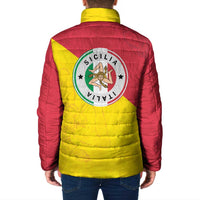Italy Sicilia Padded Jacket Triskeles With Lemons - Wonder Print Shop