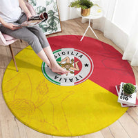 Italy Sicilia Round Carpet Triskeles With Lemons - Wonder Print Shop