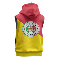 Italy Sicilia Sleeveless Zip Hoodie Triskeles With Lemons - Wonder Print Shop