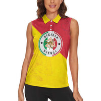 Italy Sicilia Women Sleeveless Polo Shirt Triskeles With Lemons - Wonder Print Shop