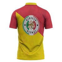 Italy Sicilia Zipper Polo Shirt Triskeles With Lemons - Wonder Print Shop