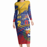 Personalized Venezuela Flag Day Long Sleeve Bodycon Dress 220th Anniversary Heritage Pride