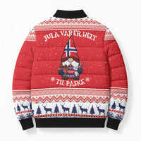Norway Christmas Bomber Puffer Jacket Lovely Nordic Gnome - Wonder Print Shop