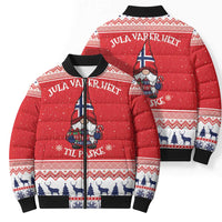 Norway Christmas Bomber Puffer Jacket Lovely Nordic Gnome - Wonder Print Shop