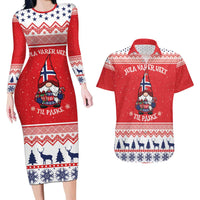 Norway Christmas Couples Matching Long Sleeve Bodycon Dress and Hawaiian Shirt Lovely Nordic Gnome - Wonder Print Shop