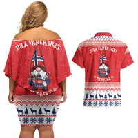 Norway Christmas Couples Matching Off Shoulder Short Dress and Hawaiian Shirt Lovely Nordic Gnome - Wonder Print Shop