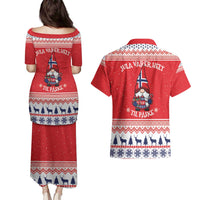 Norway Christmas Couples Matching Puletasi and Hawaiian Shirt Lovely Nordic Gnome - Wonder Print Shop