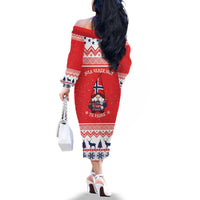 Norway Christmas Family Matching Off The Shoulder Long Sleeve Dress and Hawaiian Shirt Lovely Nordic Gnome - Wonder Print Shop
