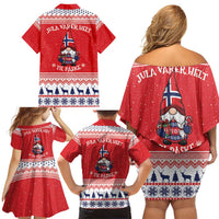Norway Christmas Family Matching Off Shoulder Short Dress and Hawaiian Shirt Lovely Nordic Gnome - Wonder Print Shop