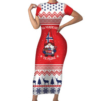 Norway Christmas Family Matching Short Sleeve Bodycon Dress and Hawaiian Shirt Lovely Nordic Gnome - Wonder Print Shop