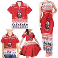 Norway Christmas Family Matching Tank Maxi Dress and Hawaiian Shirt Lovely Nordic Gnome - Wonder Print Shop